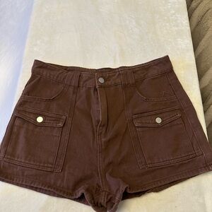 SHEIN High Waist Brown Shorts
